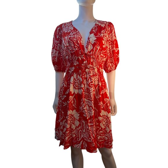 Abel The Label Womens Size L V-Neck Elastic Waist 100% Rayon Dress Good Con - Picture 1 of 8